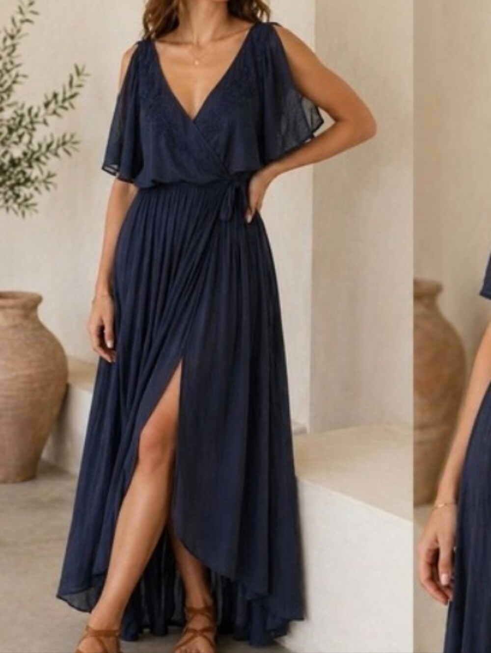 Free People Navy Blue Wrap Dress Extra Small